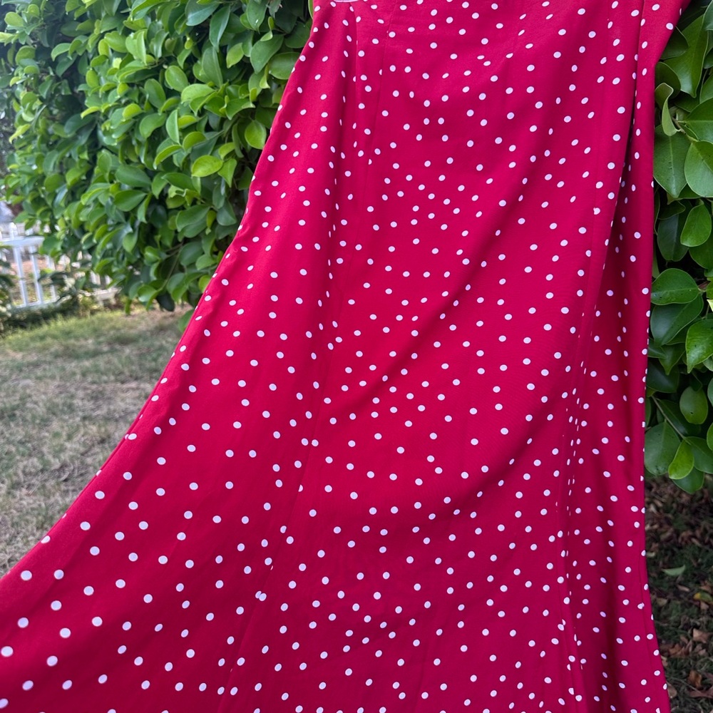SHEIN Red Skirt with White Polka Dots